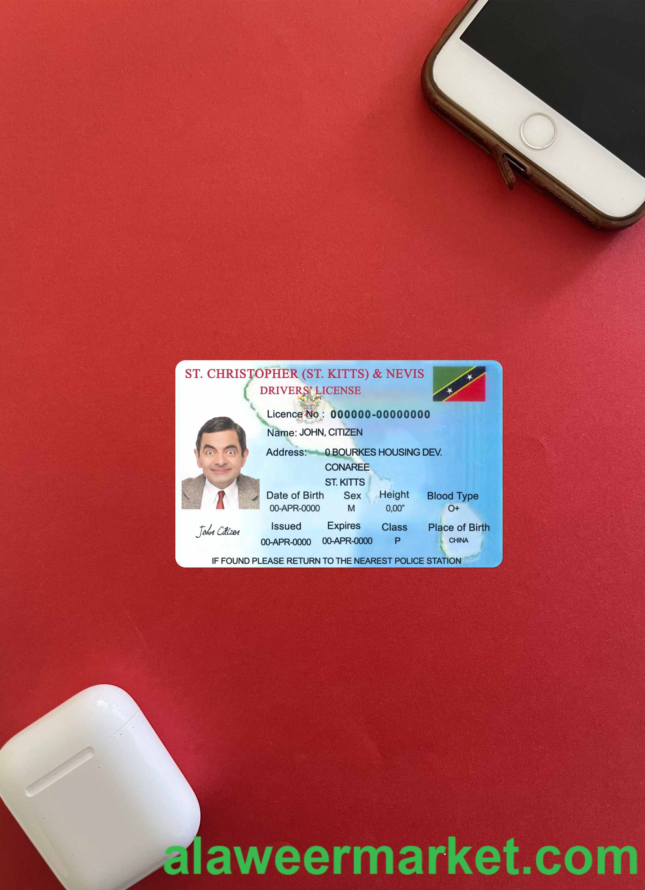 St Kitts & Nevis driving license photolook front